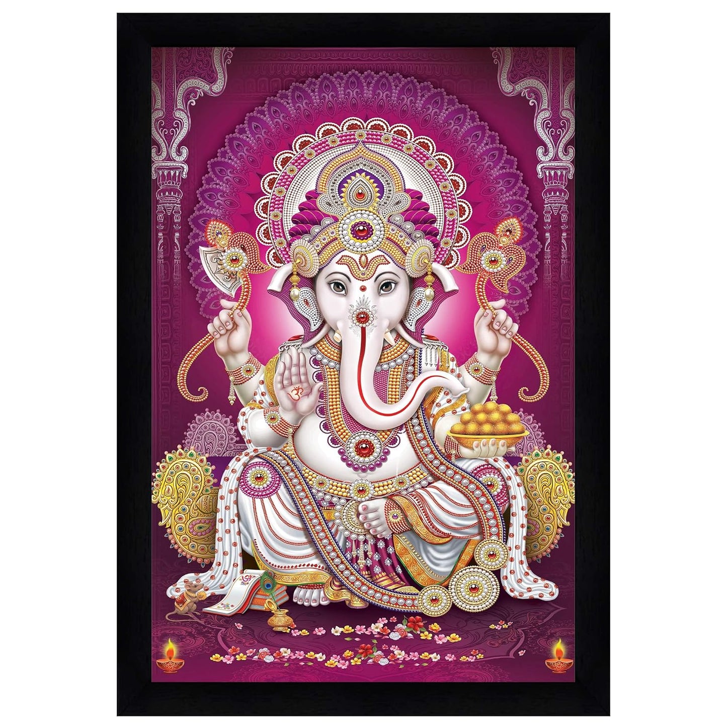 Indianara Lord Ganesha Painting With Frame 13 Inches X 10 Inches