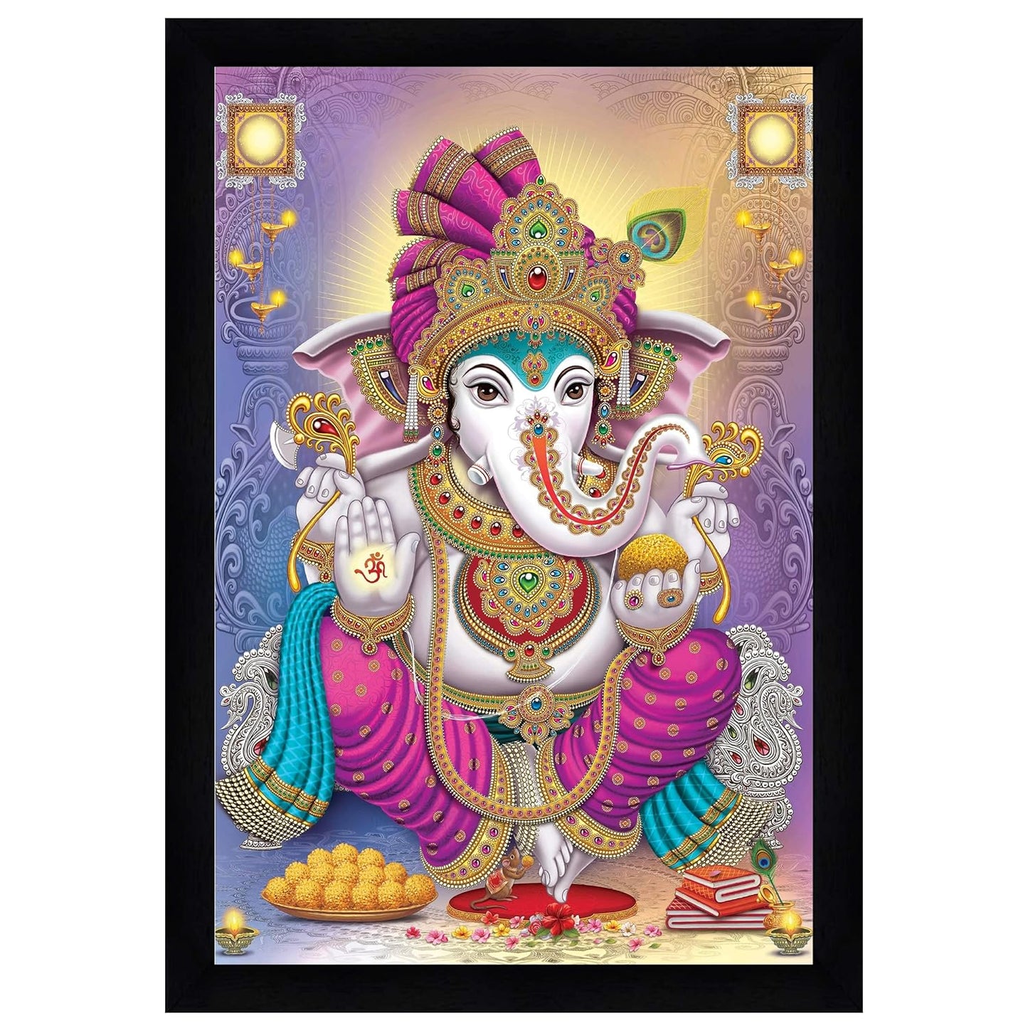 Indianara Lord Ganesha Painting With Frame 13 Inches X 10 Inches