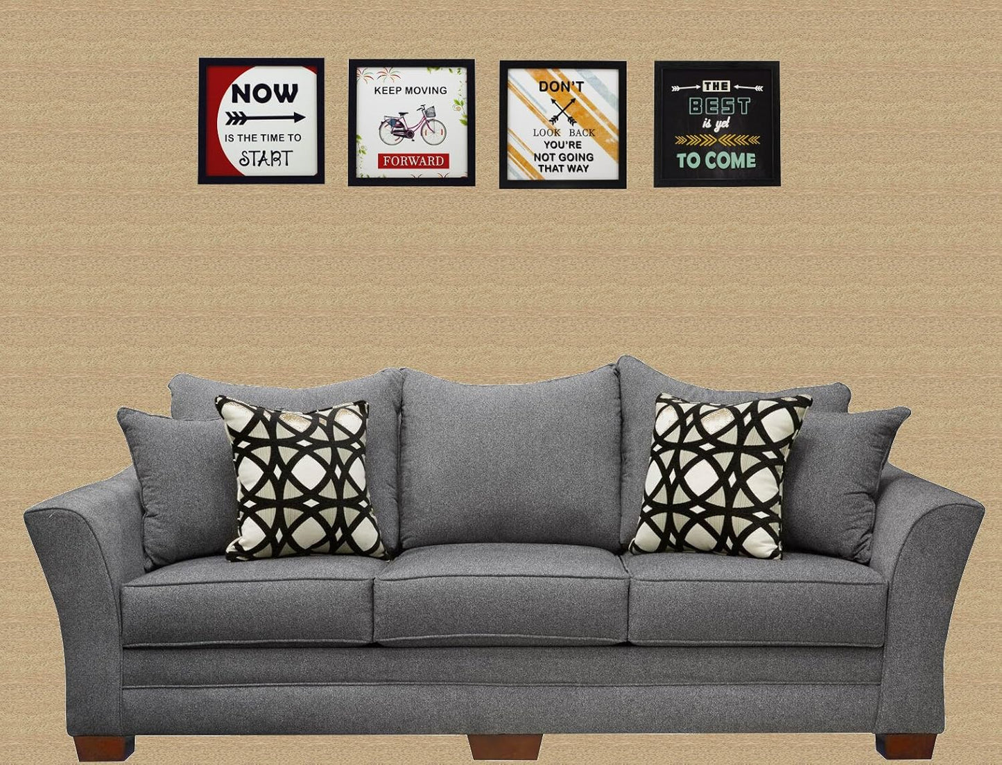 Indianara 4 Piece Set of Framed Wall Hanging Motivational Office Decor Art Prints (1194) 8.7 inch X 8.7 inch Without Glass-Multicolour
