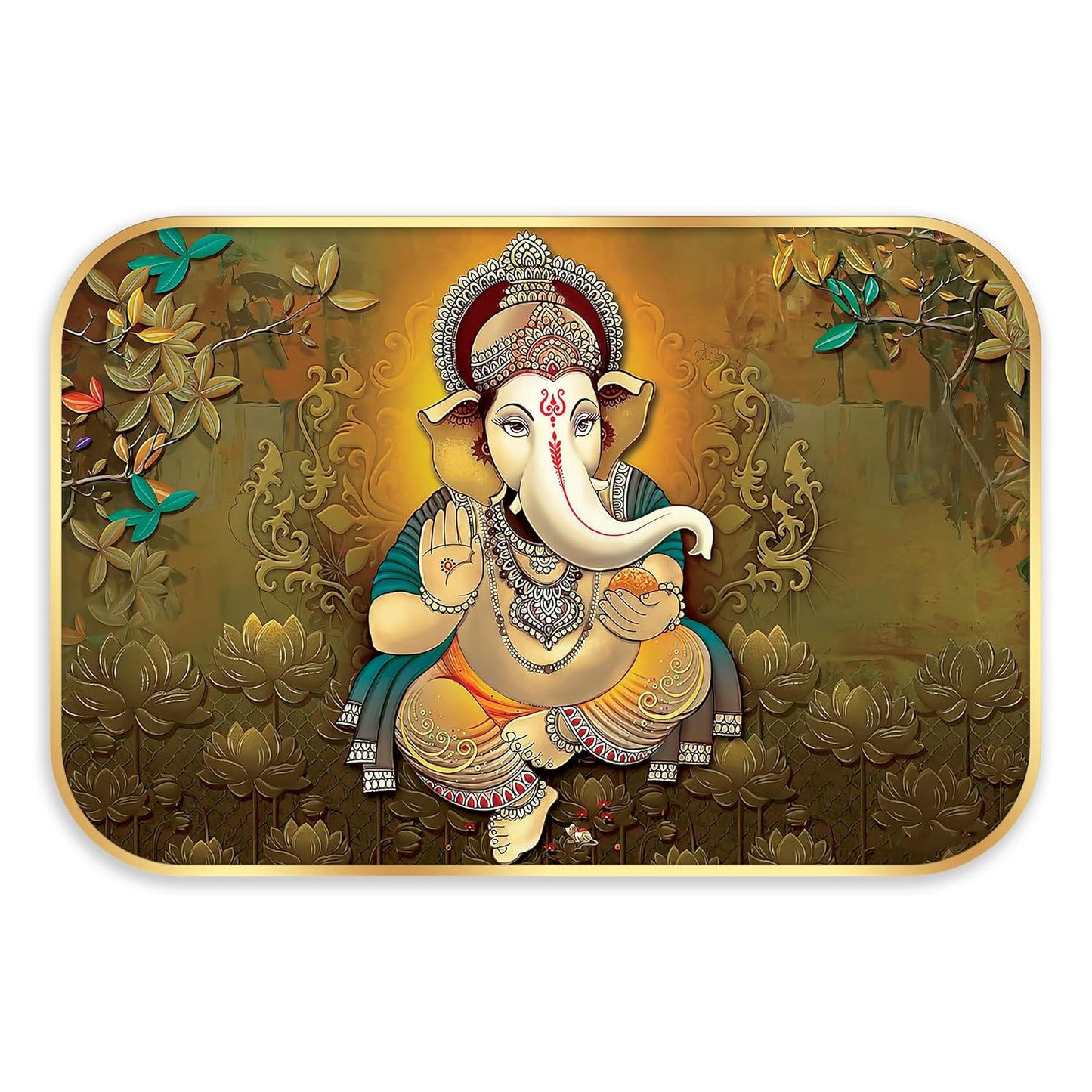 Indianara Lord Ganesha Painting With Frame 18 Inches X 12 Inches