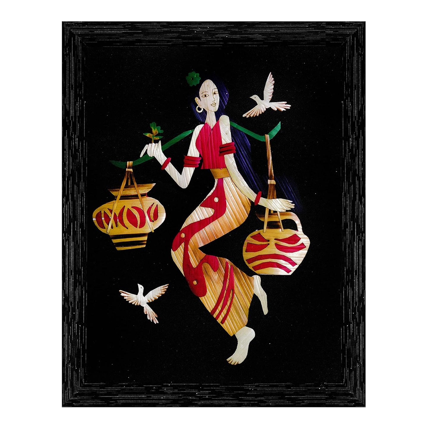 Indianara 3 Pc Set Of Still Art Paintings Without Glass (6 X 13, 10.2 X 13, 6 X 13 INCH, Black)