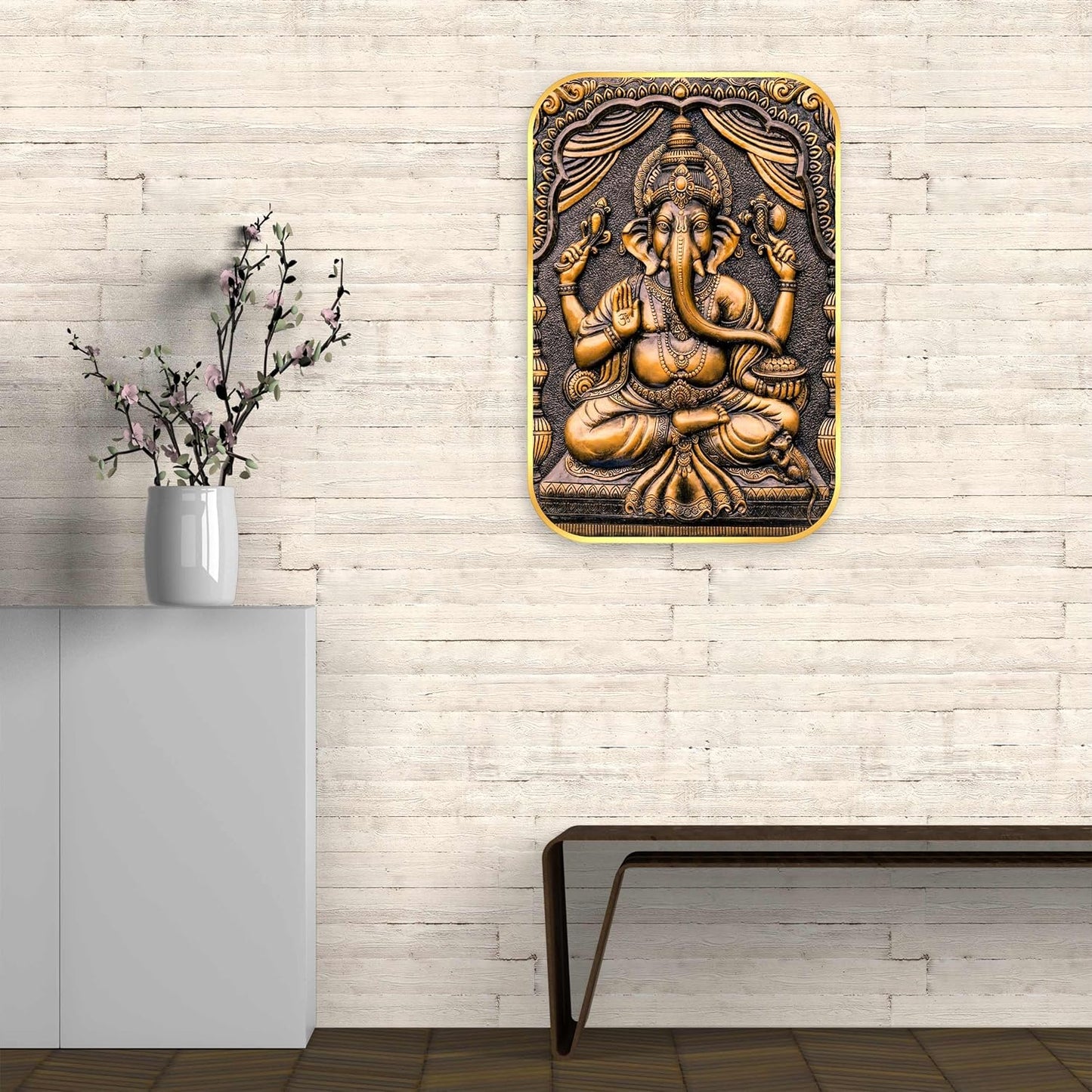 Indianara Lord Ganesha Painting With Frame 18 Inches X 12 Inches