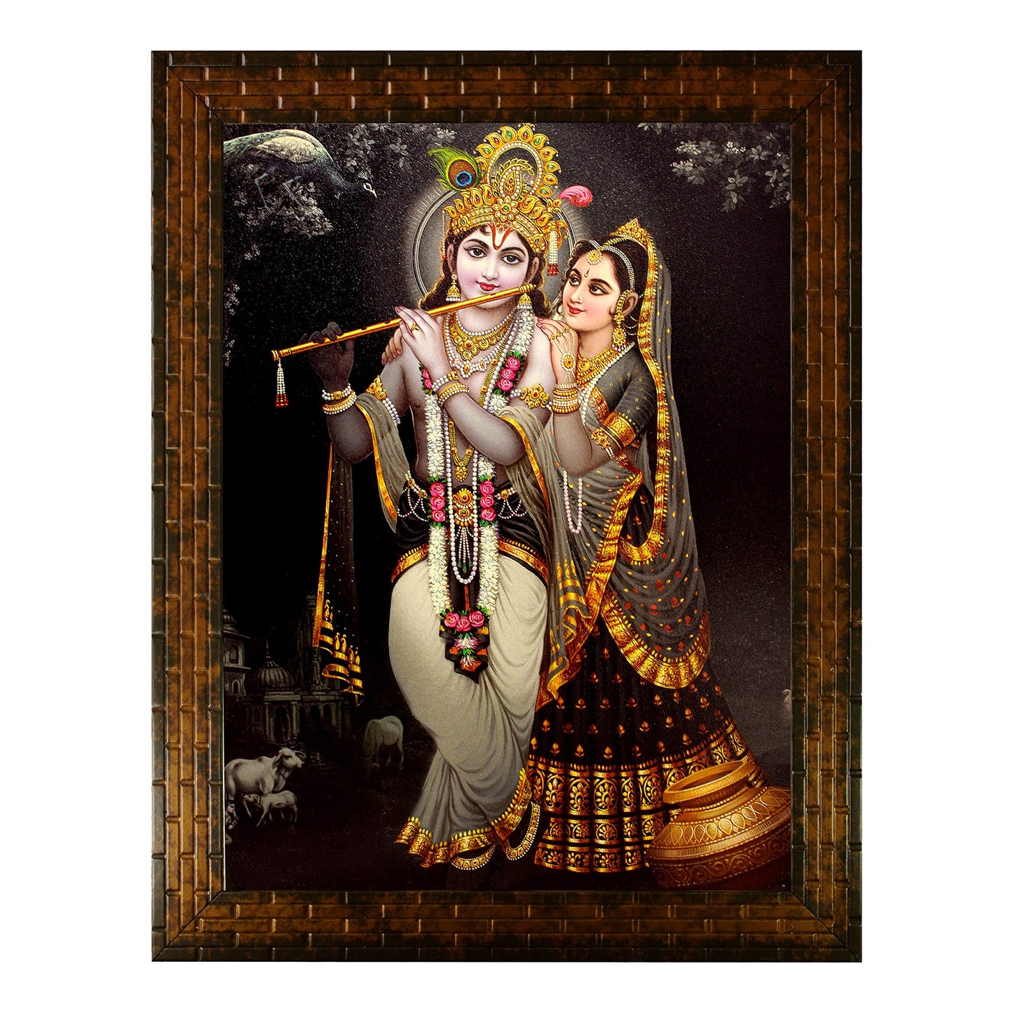 Indianara Religious Painting, Multicolour, Standard (Golden Brown 3)
