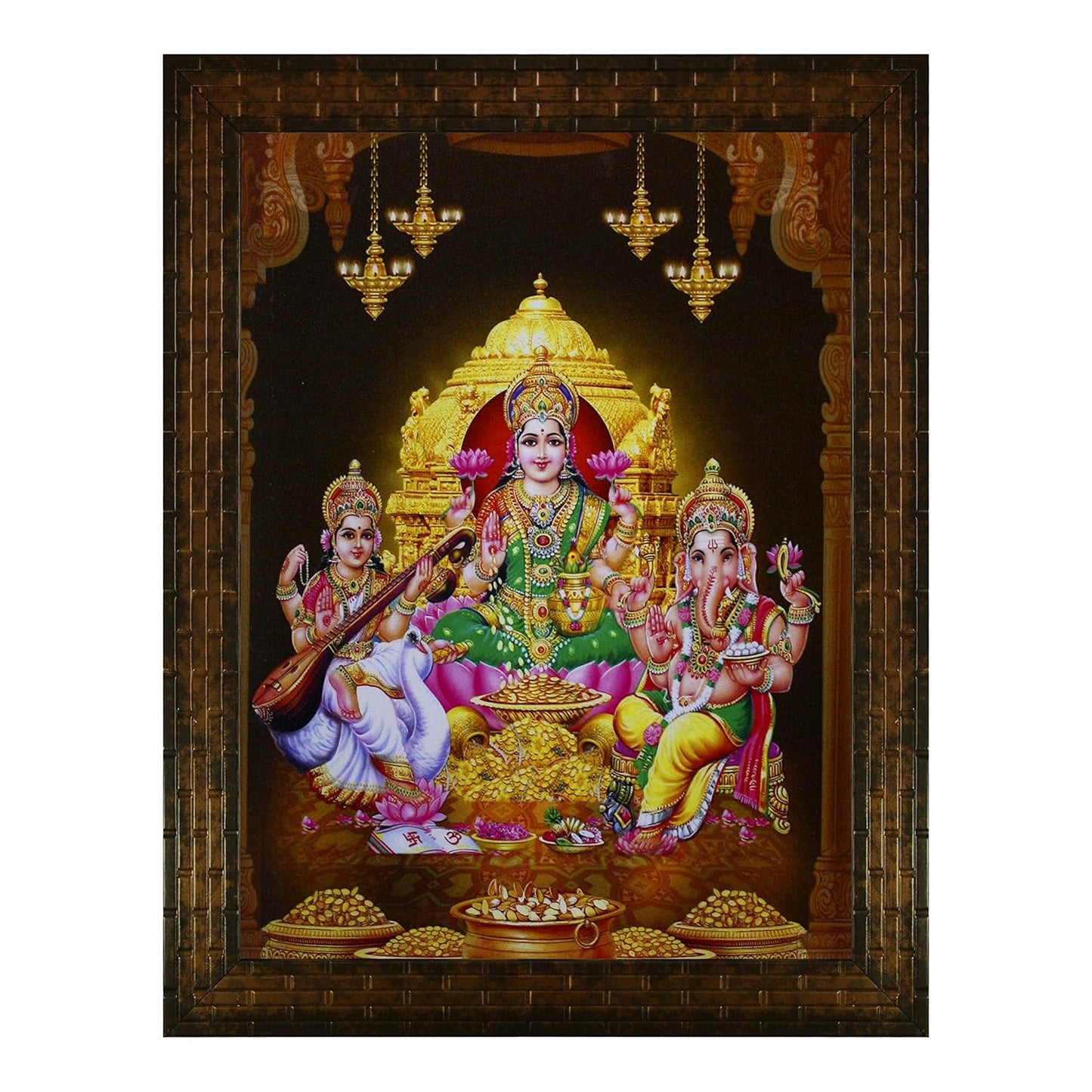 Indianara Religious Painting, Multicolour, Standard (Golden Brown 3)