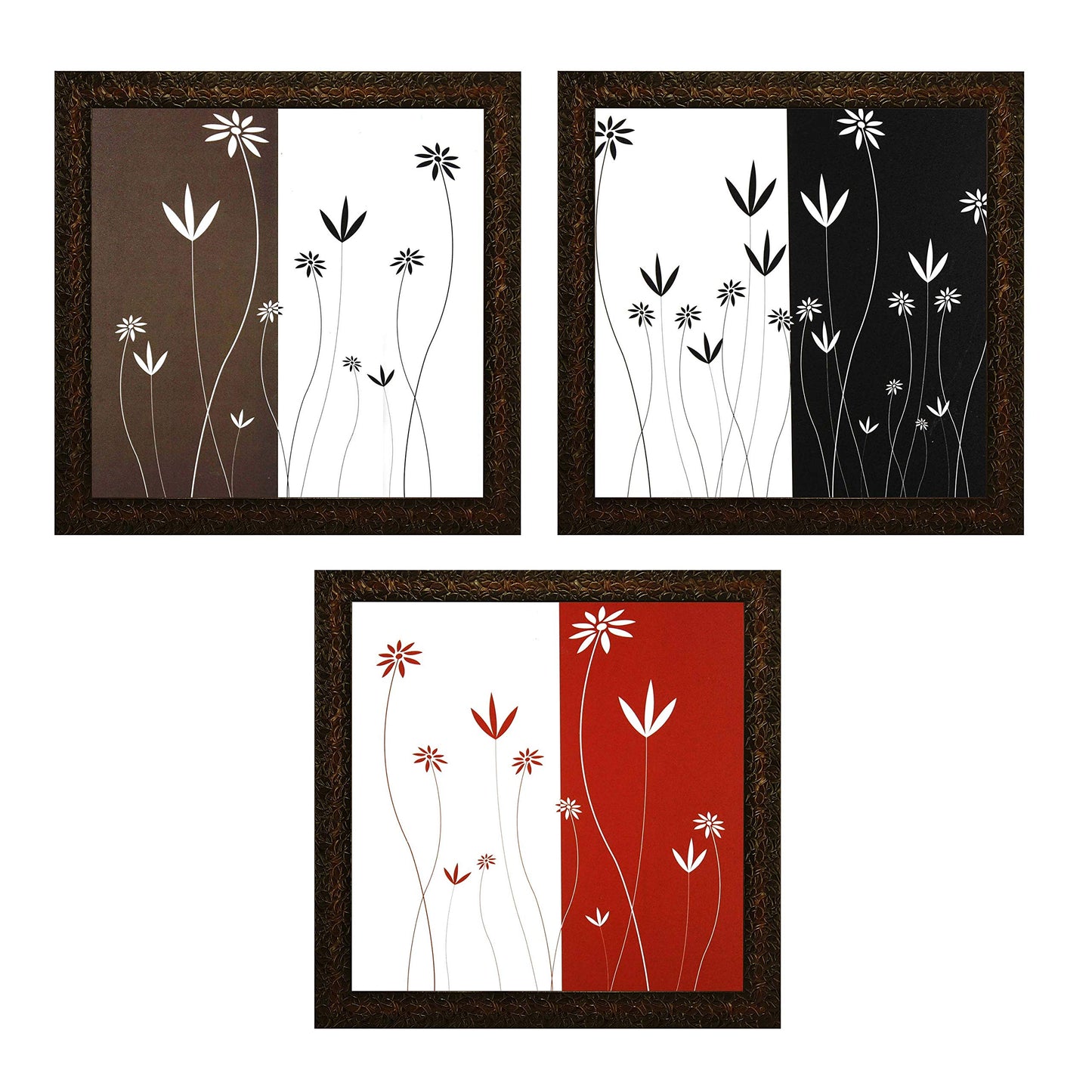 Indianara 3 Piece Set of Framed Wall Hanging Decor Modern Art(1066) Prints 8.7 Inch X 8.7 Inch Without Glass-Multicolour