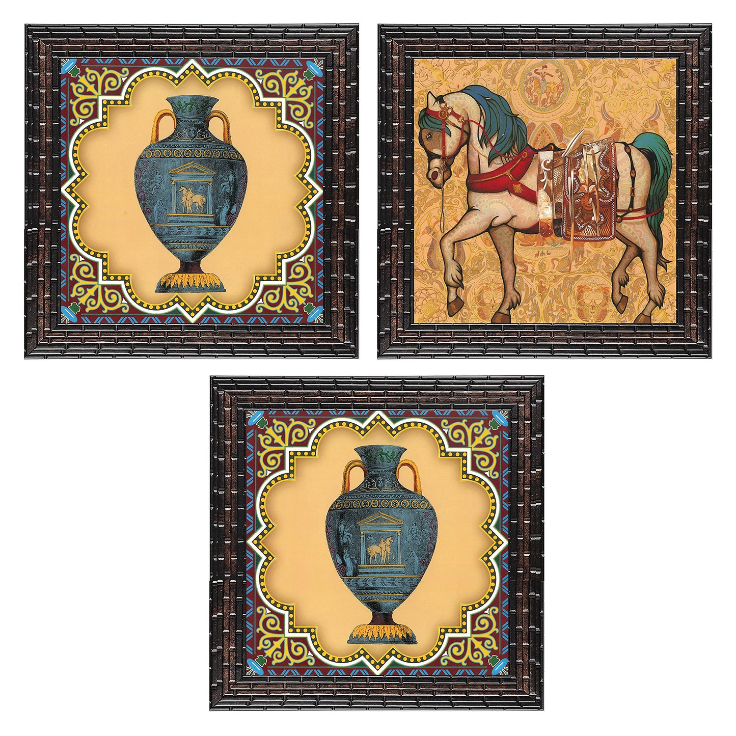 Indianara Motivational Quote Framed Wall Hanging Laminated Painting, 9.5 inch x 9.5 inch, Multi, Set of 4 (Style 3)