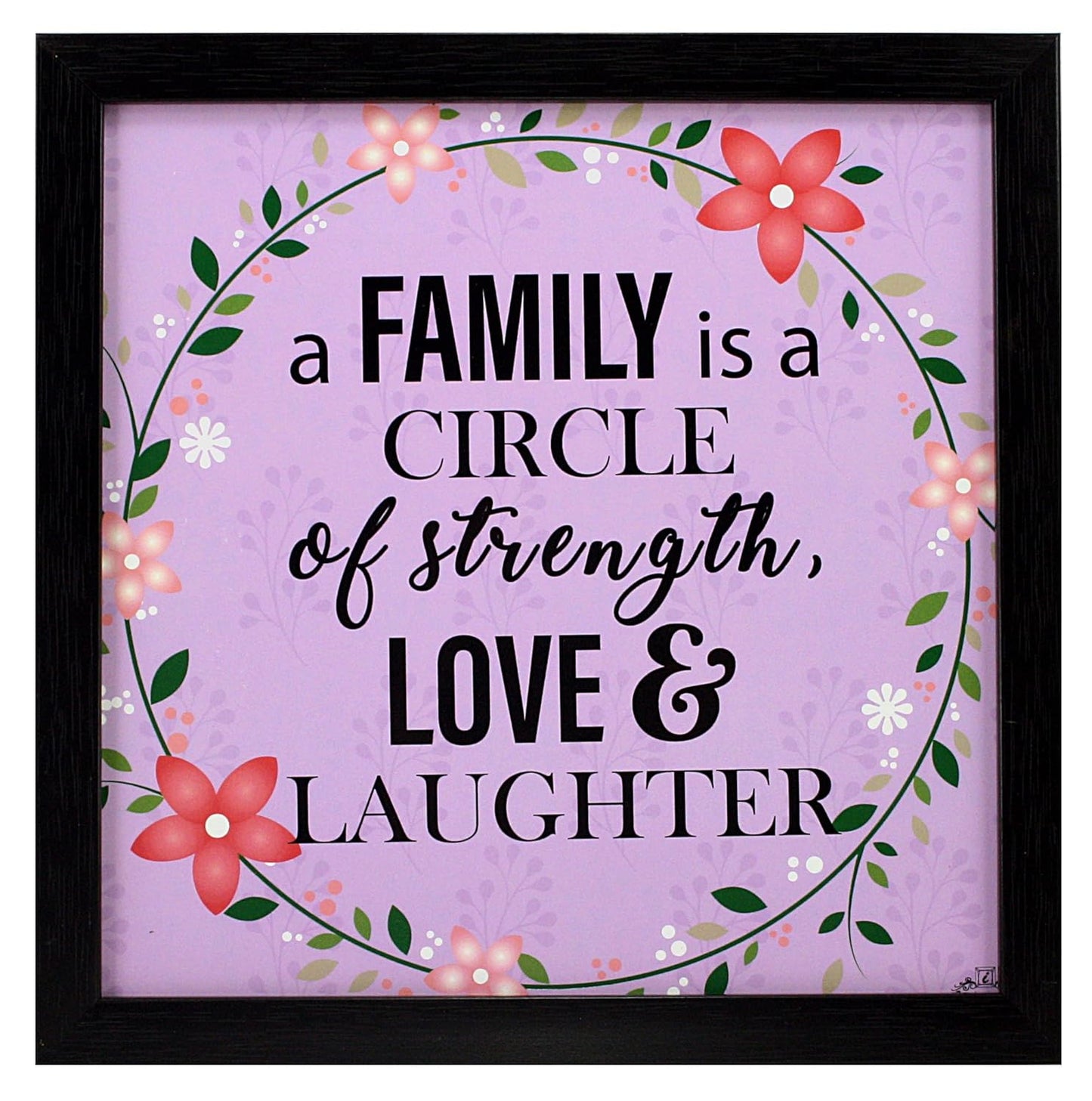 Indianara 4 Piece Set of Framed Wall Hanging Family Quote Decor(1189) Art Prints 8.7 inch X 8.7 inch Without Glass-Multicolour