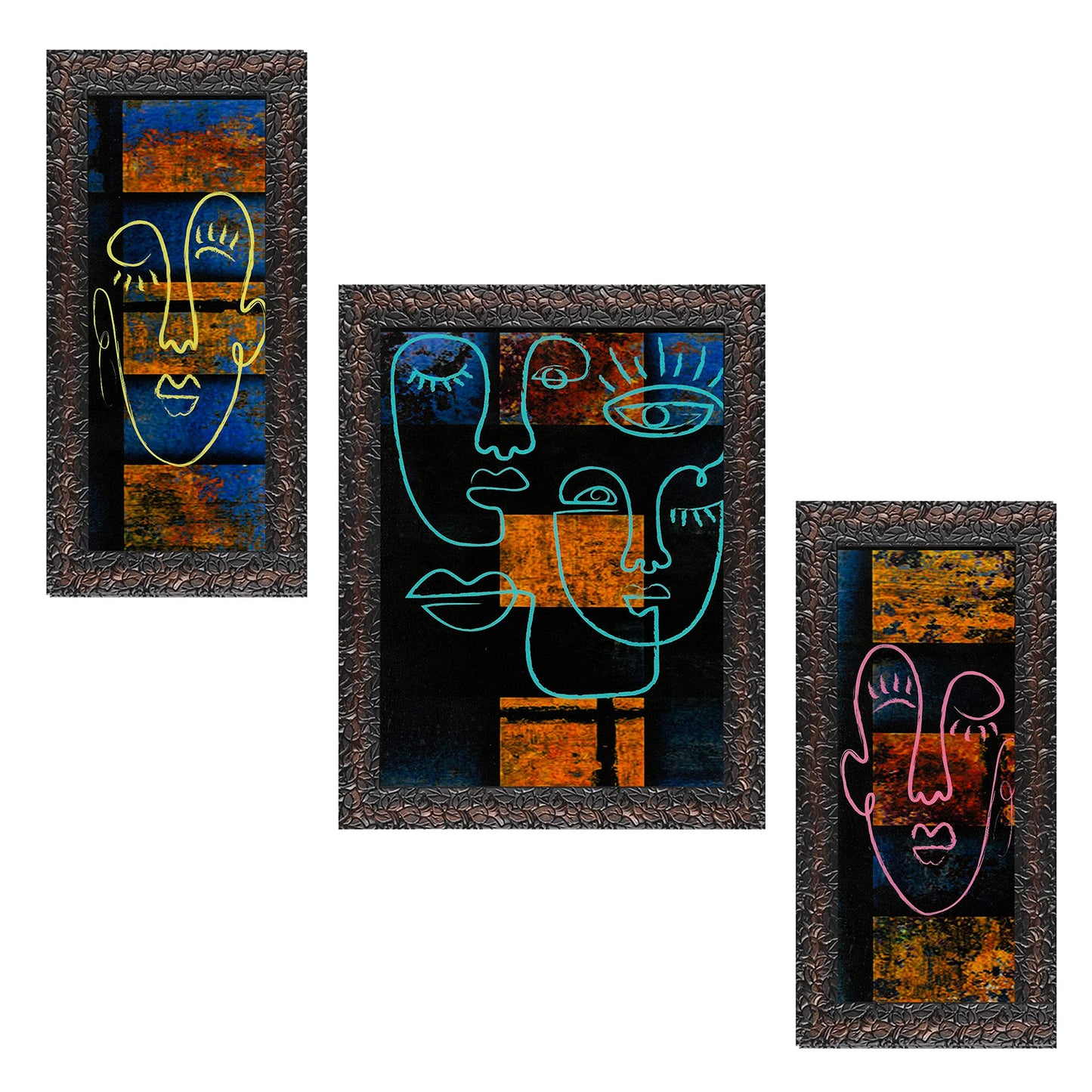 Indianara 3 Pc Set Of Still Art Paintings Without Glass (6 X 13, 10.2 X 13, 6 X 13 INCH, Black)