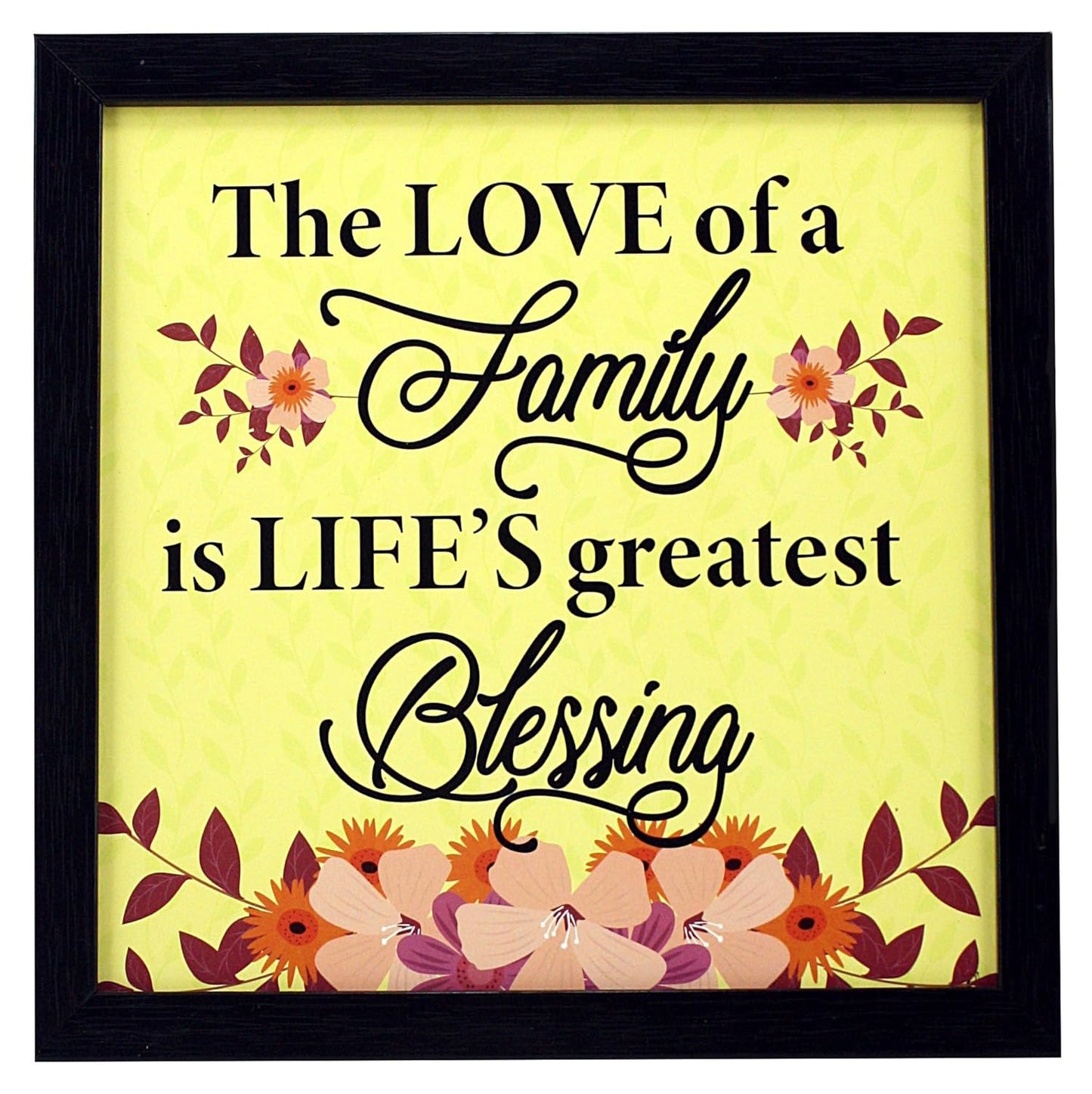 Indianara 4 Piece Set of Framed Wall Hanging Family Quote Decor(1189) Art Prints 8.7 inch X 8.7 inch Without Glass-Multicolour