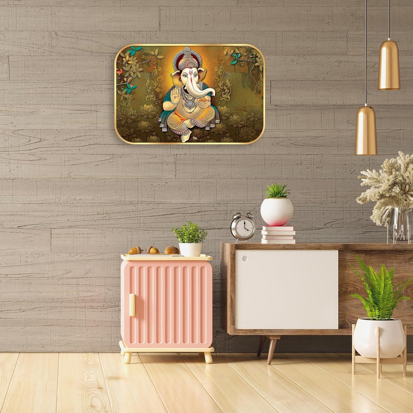 Indianara Lord Ganesha Painting With Frame 18 Inches X 12 Inches