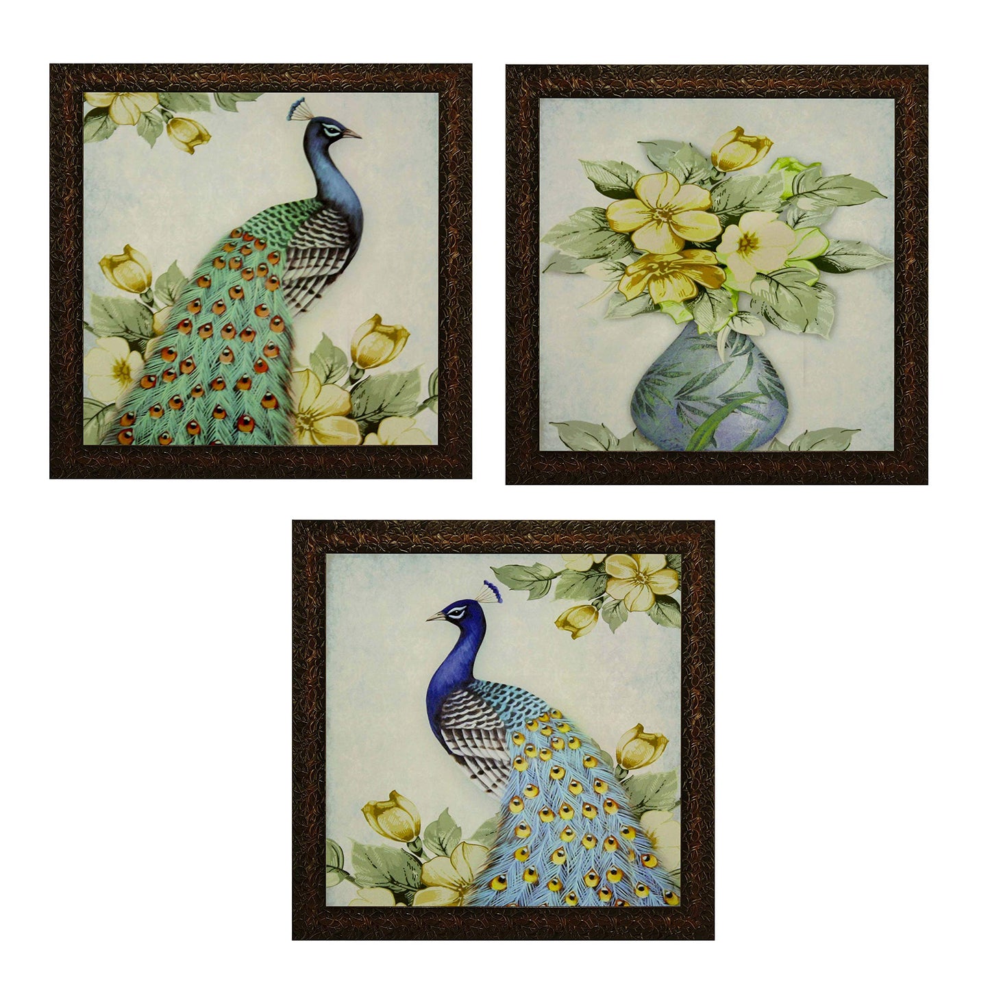 Indianara 3 Piece Set of Framed Wall Hanging Decor Modern Art(1066) Prints 8.7 Inch X 8.7 Inch Without Glass-Multicolour