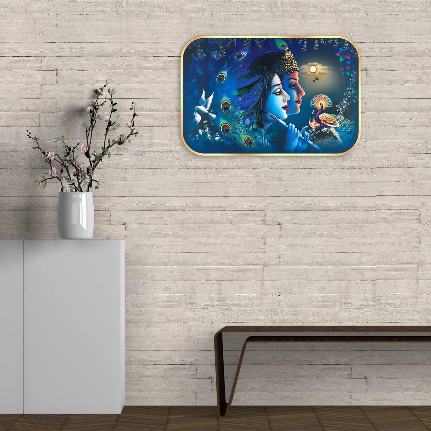 Indianara Radha Krishna Art Painting With Frame 18 Inches X 12 Inches