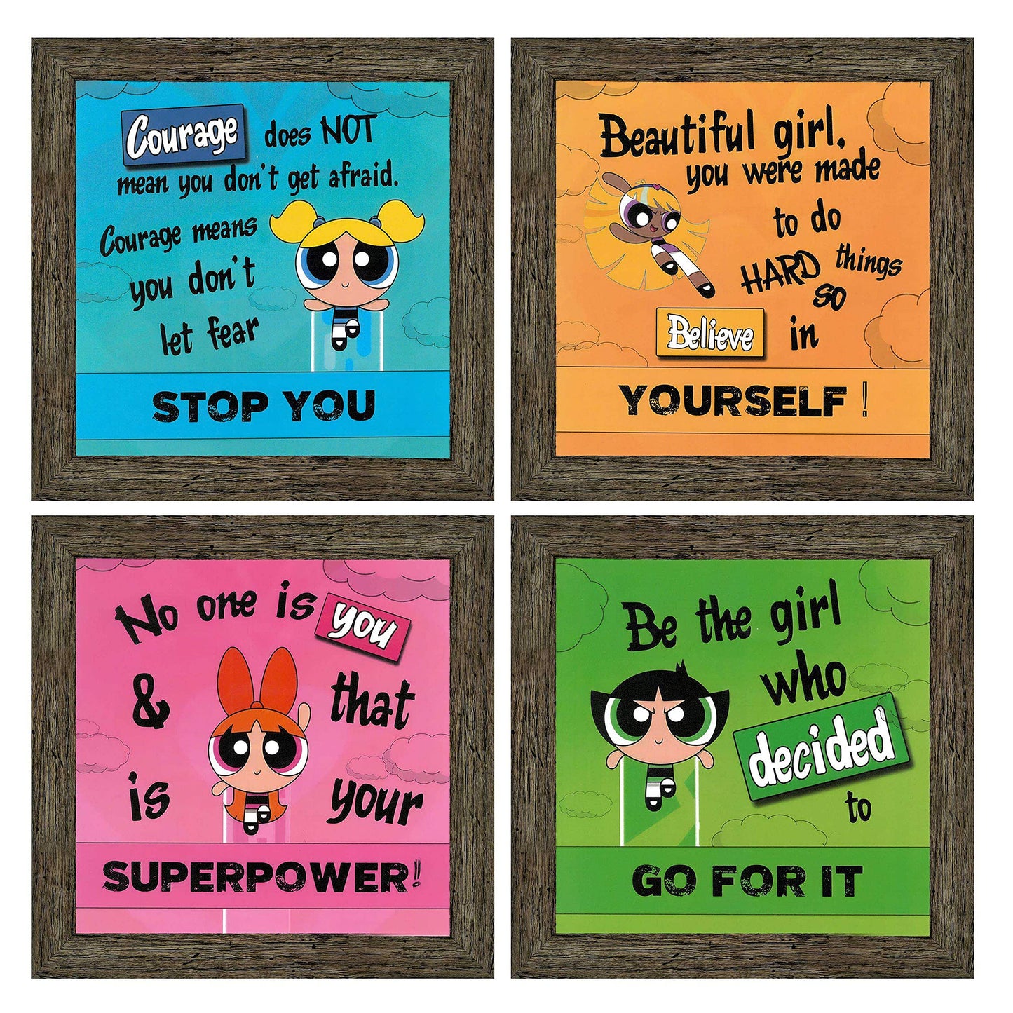Indianara 4 Piece Set of Framed Wall Hanging Family Quote Decor(1189) Art Prints 8.7 inch X 8.7 inch Without Glass-Multicolour