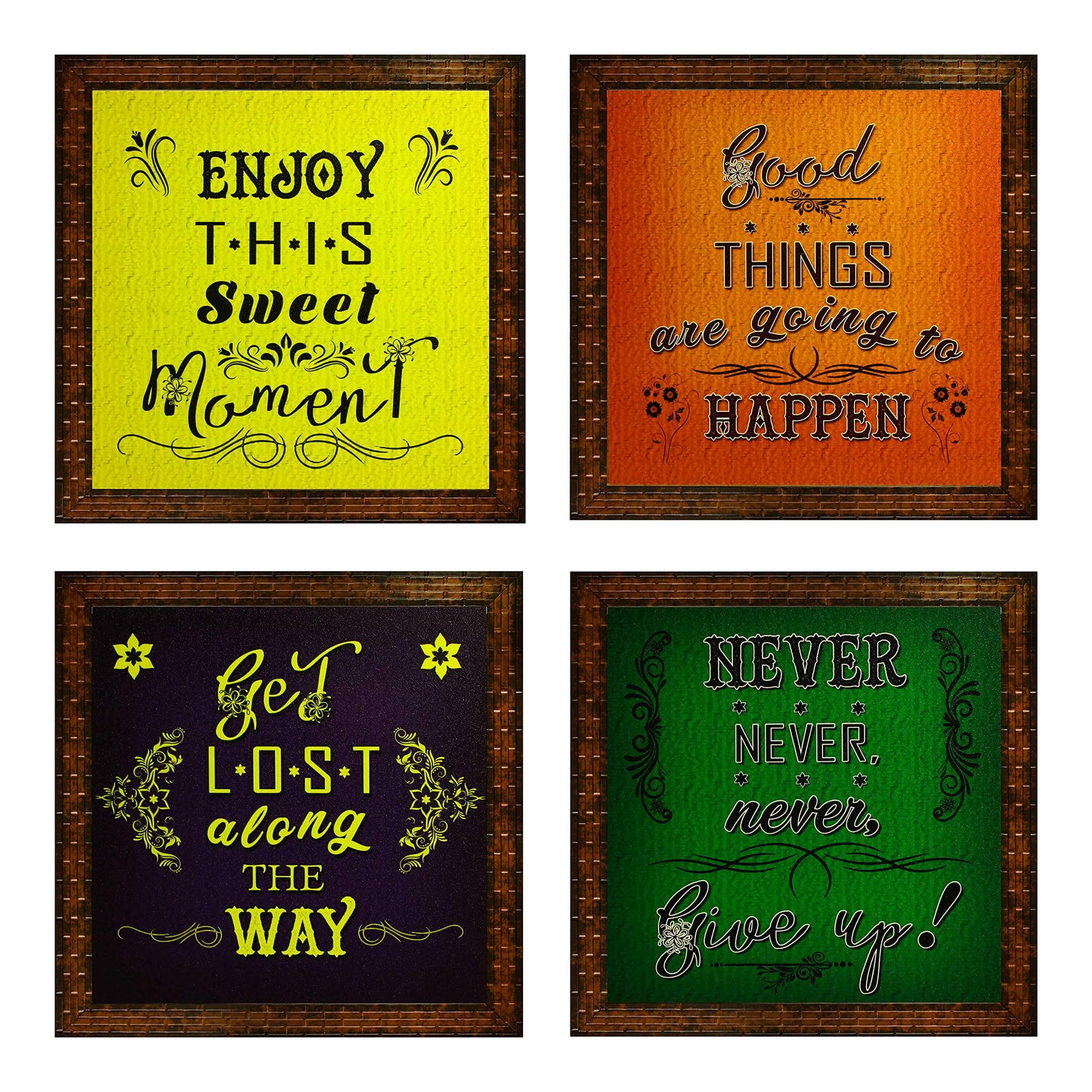 Indianara Framed Wall Hanging Motivational Quotes Art Prints 9.5 inch X 9.5 inch Without Glass-Multicolour