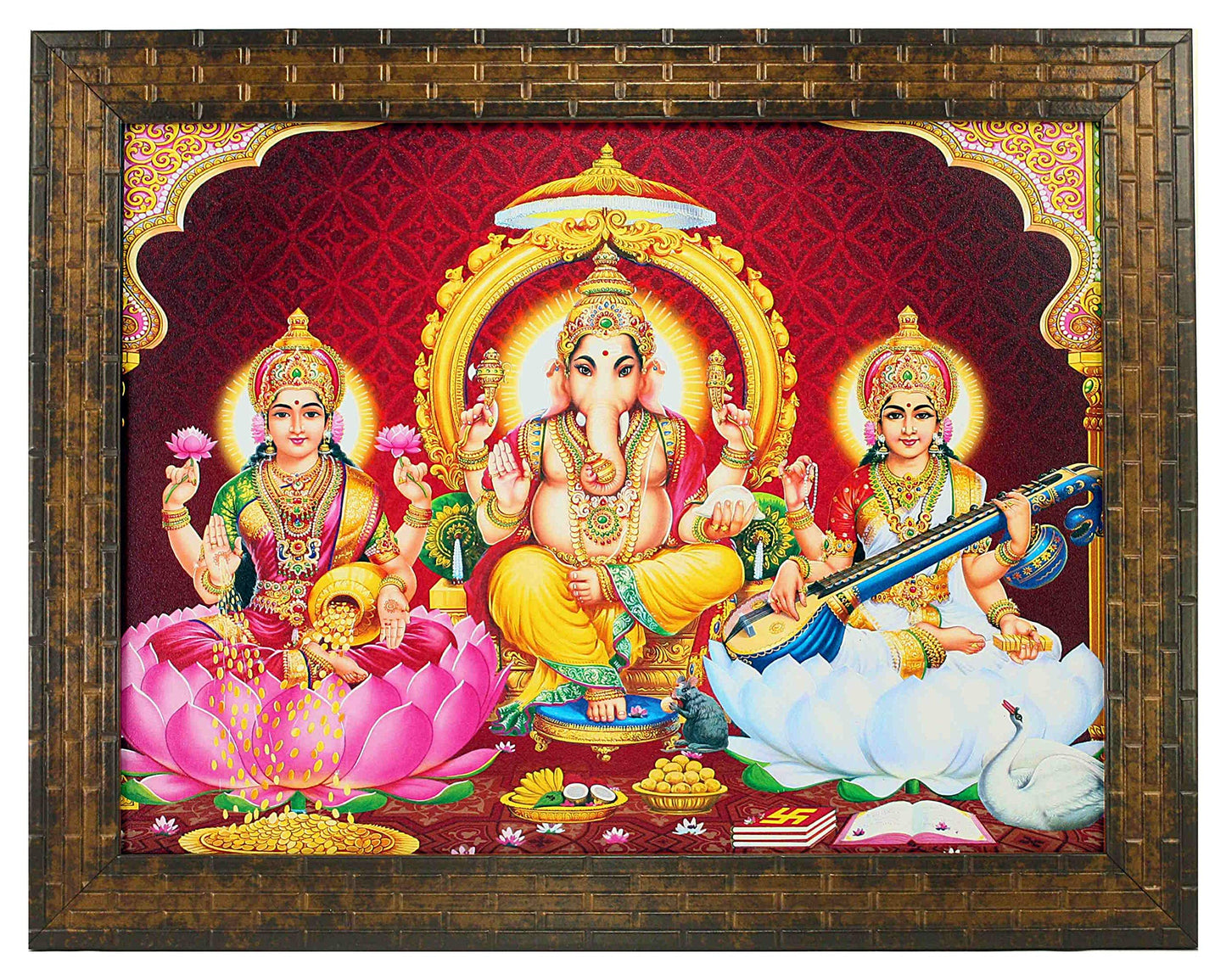 Indianara Religious Painting, Multicolour, Standard (Golden Brown 3)