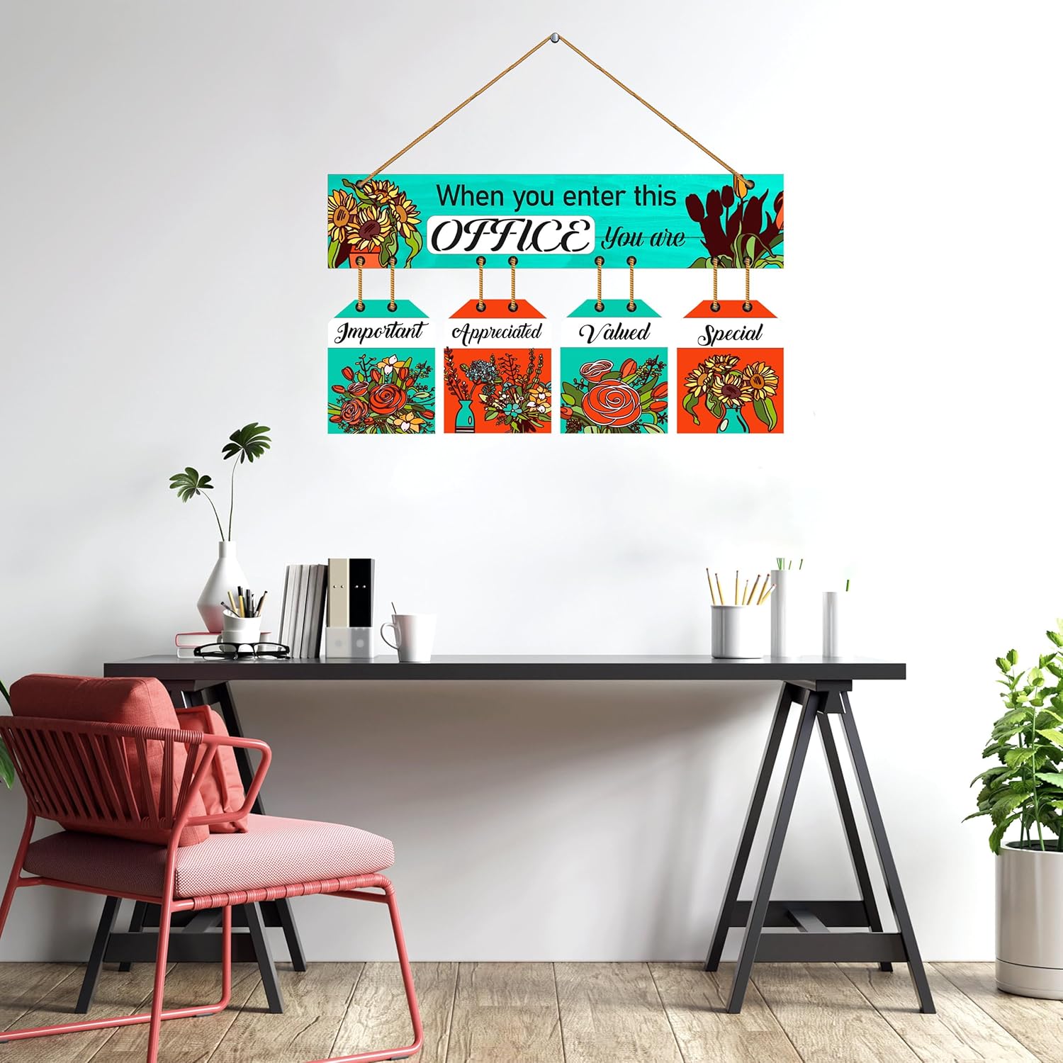 Indianara Set of 5 Office Quotes MDF Wall Hanging Decorative Wall Art for Living room | Bedroom | Home Décor | Office | Gift (5636WH)