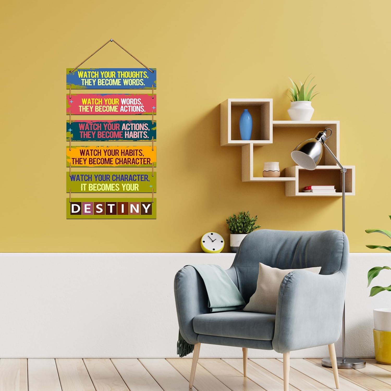 GO2SHOP Modern Art Wall Painting (4621WHa) Digital Reprint 30x11 Inch, Set of 6, Framed, Living Room, Bedroom, Office