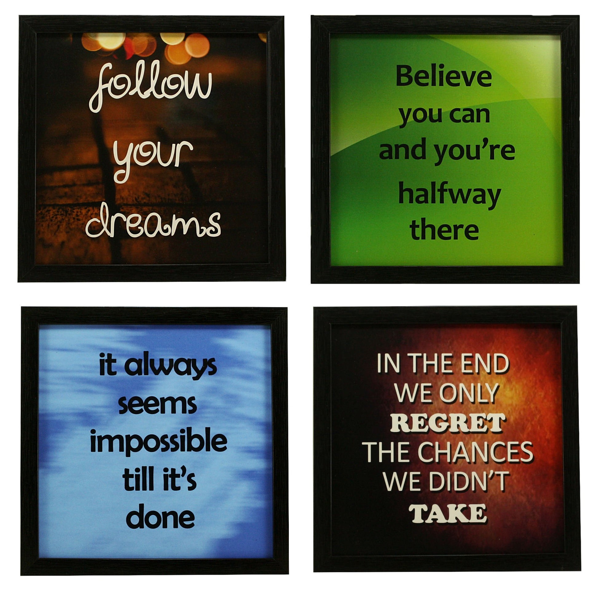 Indianara Framed Wall Hanging Motivational Quotes Art Prints 9.5 inch X 9.5 inch Without Glass-Multicolour