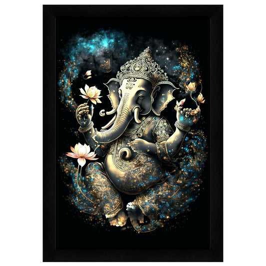 Indianara Lord Ganesha Painting With Frame 13 Inches X 10 Inches