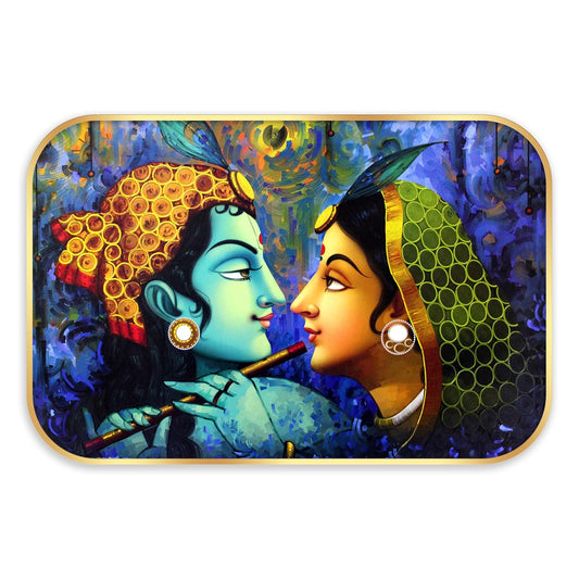 Indianara Traditional Radha Krishna Art Print, Golden Frame, Premium Lamination, 45 cm x 30 cm