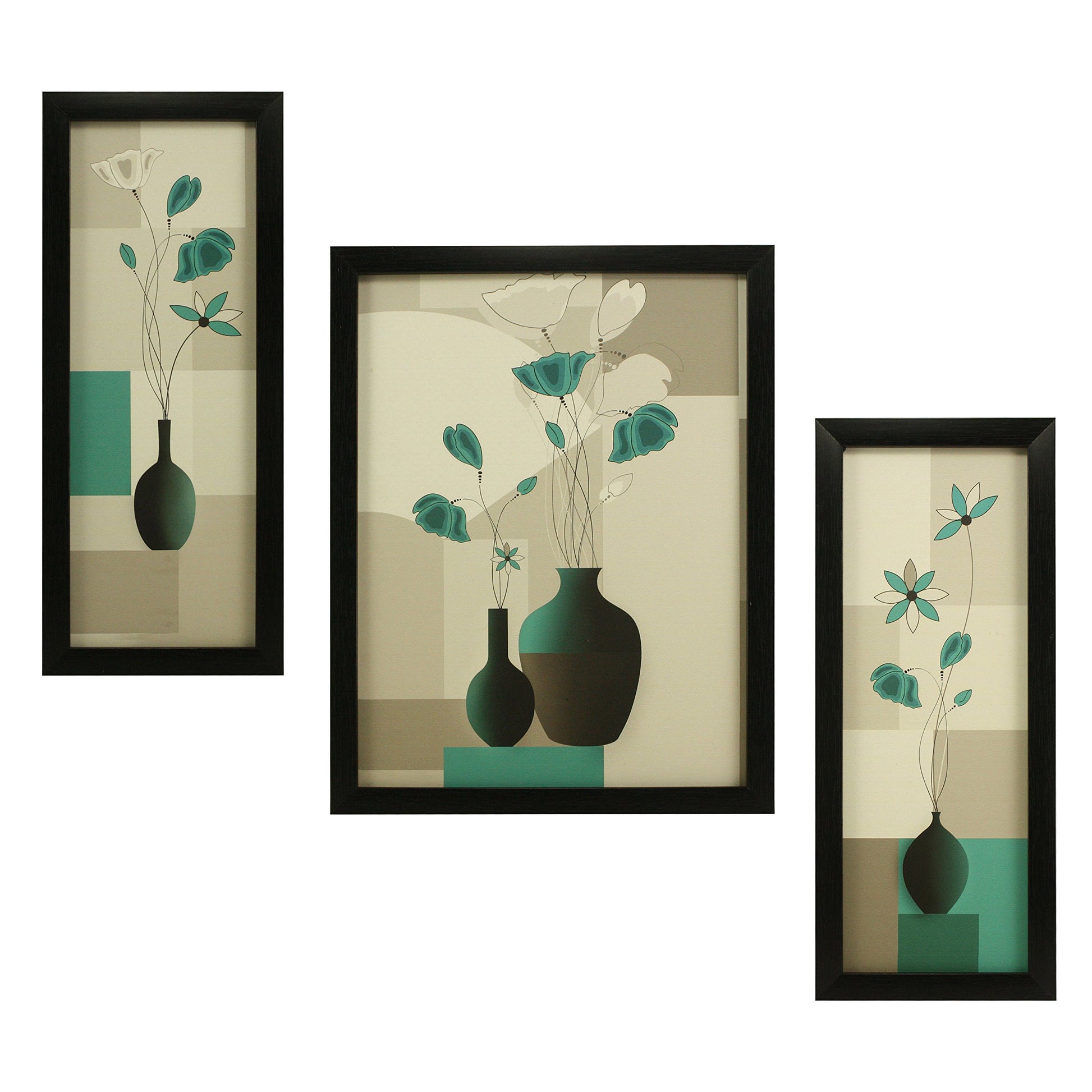 Indianara 3 Pc Set Of Still Life Paintings Without Glass 5.2 X 12.5, 9.5 X 12.5, 5.2 X 12.5 Inch (6 X 13, 10.2 X 13, 6 X 13 INCH, Brown)