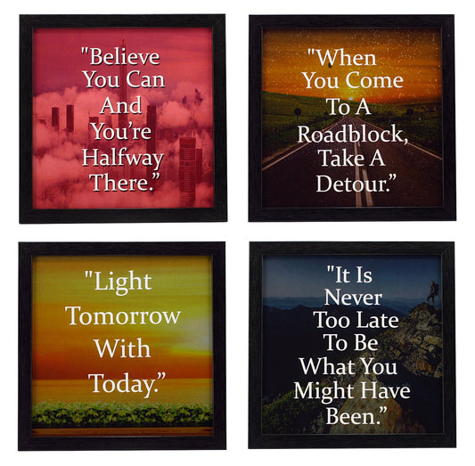 Indianara Framed Wall Hanging Motivational Quotes Art Prints 9.5 inch X 9.5 inch Without Glass-Multicolour