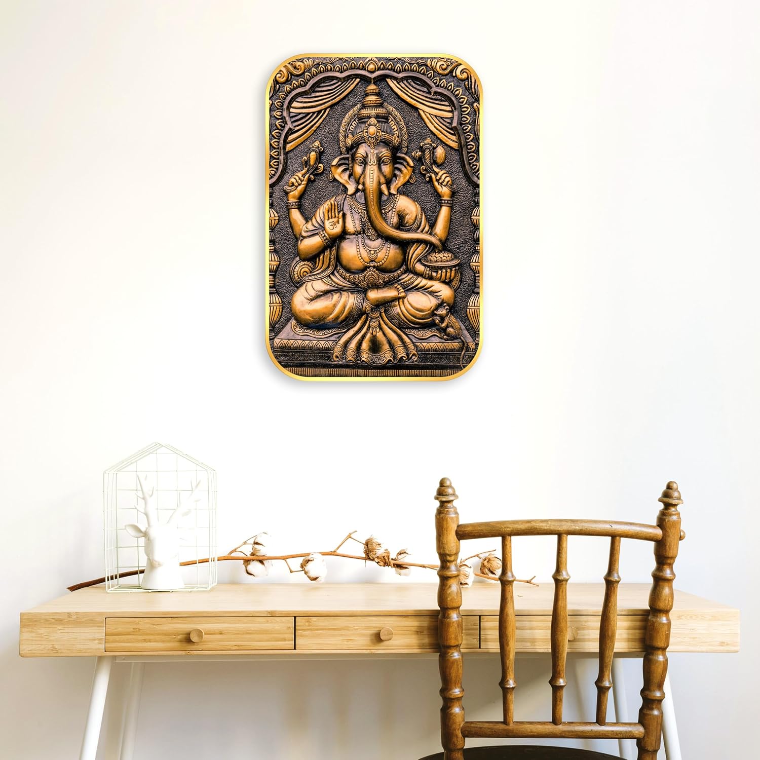 Indianara Lord Ganesha Painting With Frame 18 Inches X 12 Inches
