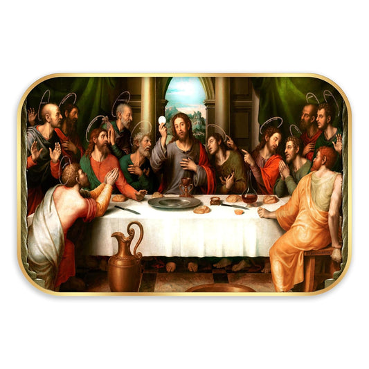 Indianara The Last Supper Wall Art, Golden Frame, 45 x 30 cm, Religious Digital Print, Matte Finish