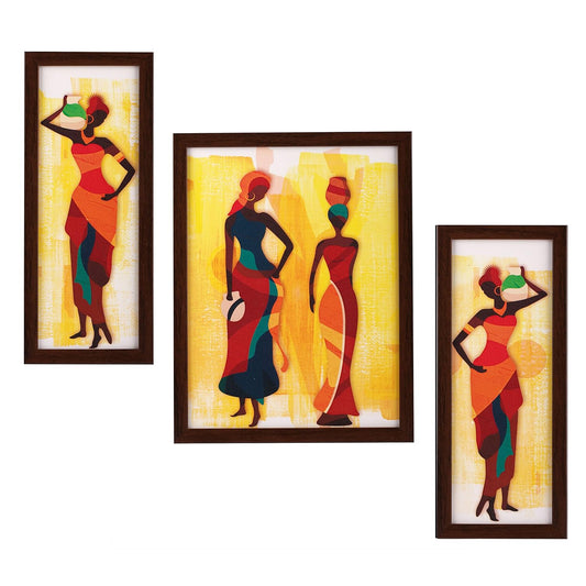 Indianara 3 Pc Set Of Still Life Paintings Without Glass 5.2 X 12.5, 9.5 X 12.5, 5.2 X 12.5 Inch (6 X 13, 10.2 X 13, 6 X 13 INCH, Brown)