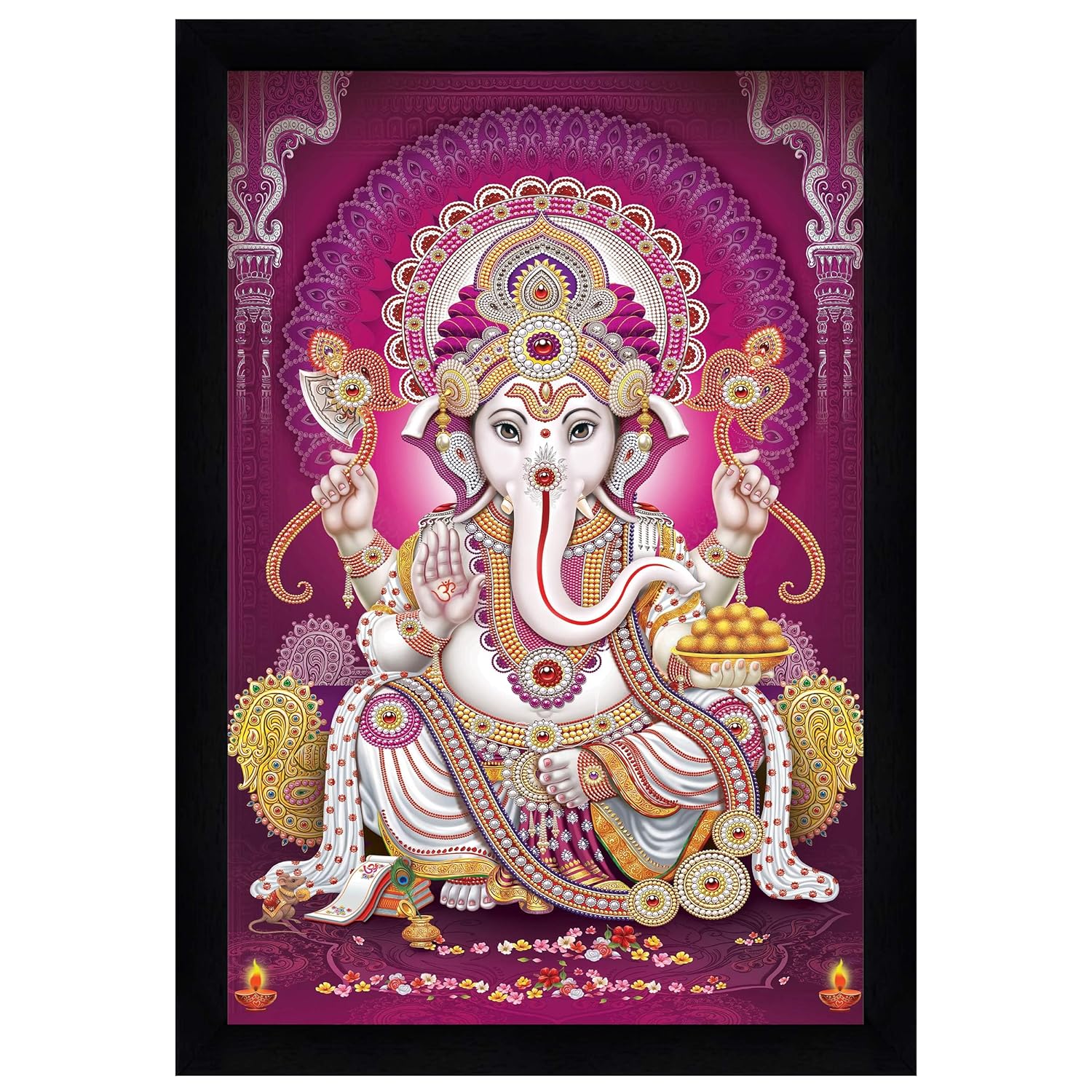 Indianara Lord Ganesha Painting With Frame 13 Inches X 10 Inches