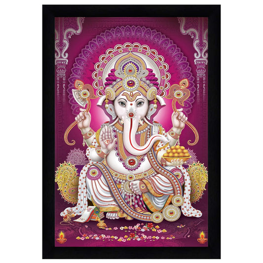 Indianara Lord Ganesha Painting With Frame 13 Inches X 10 Inches
