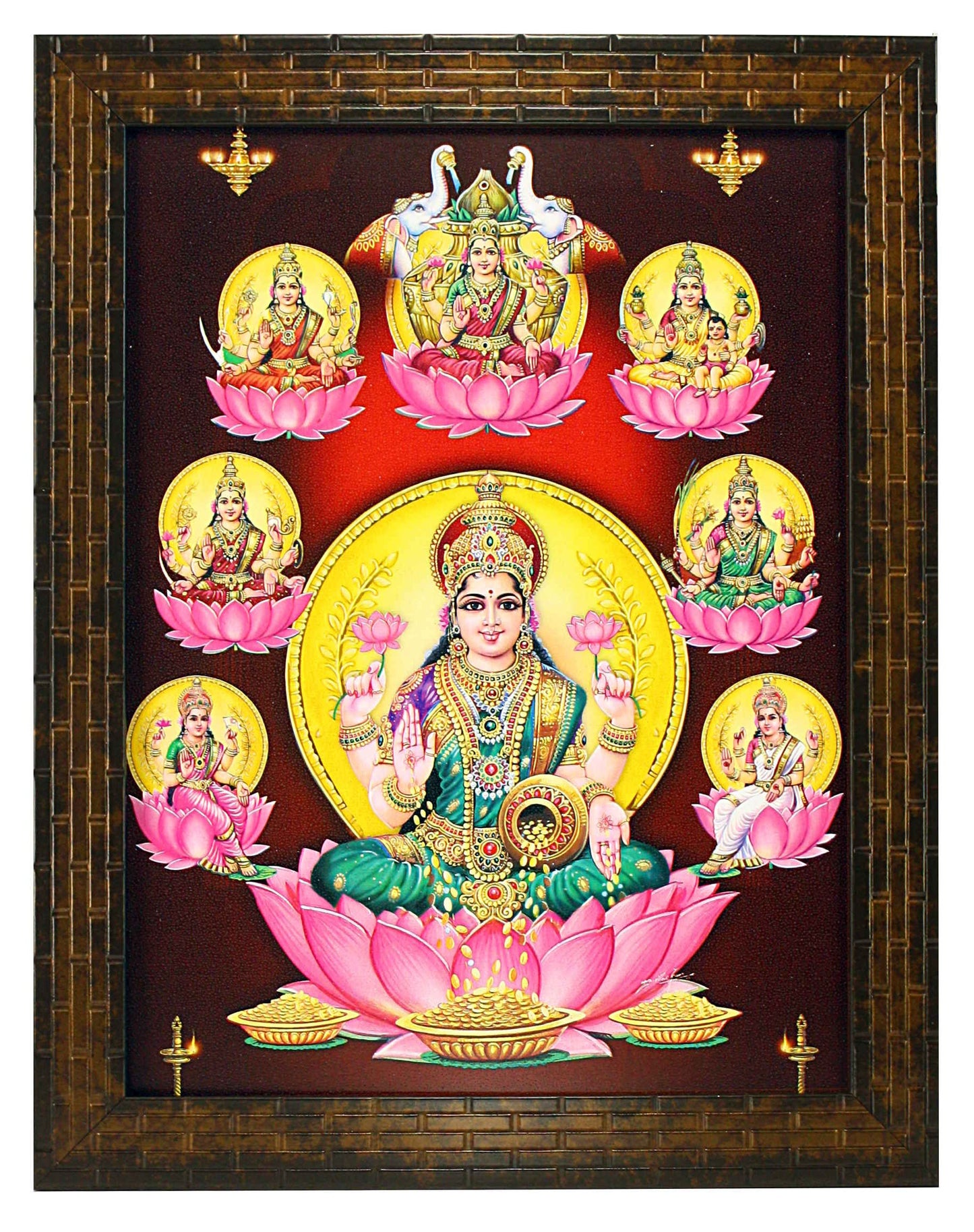Indianara Tirupati Balaji Painting - Wood, 27x30.5x1cm, Multicolour (Brown)