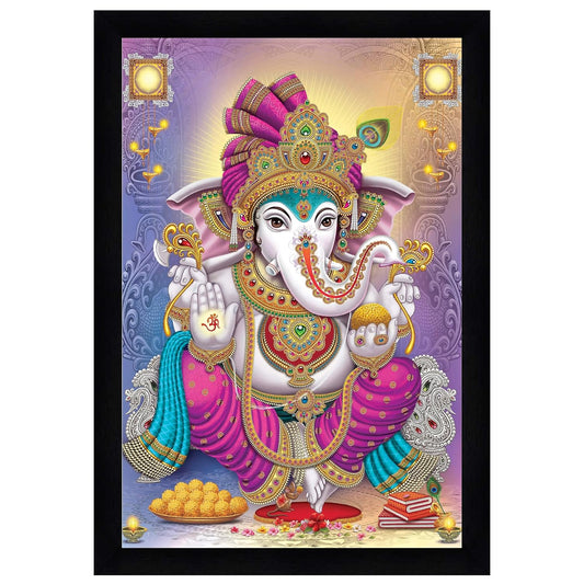 Indianara Lord Ganesha Painting With Frame 13 Inches X 10 Inches