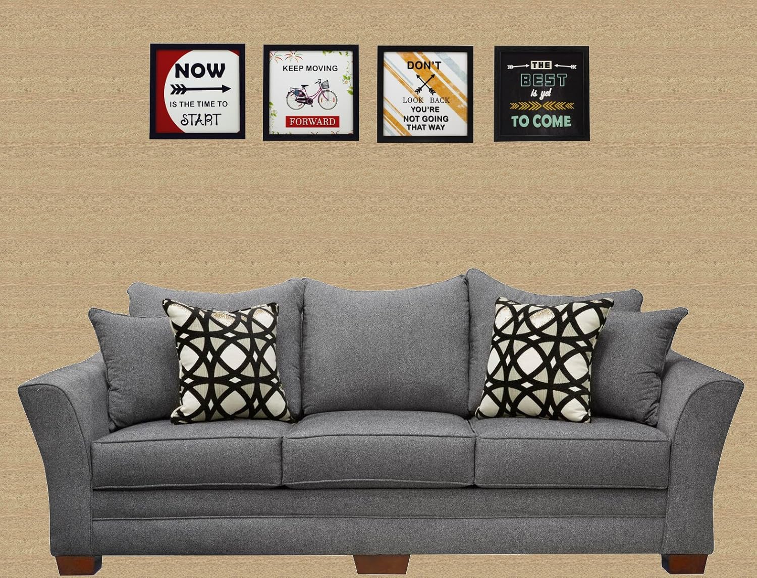 Indianara 4 Piece Set of Framed Wall Hanging Motivational Office Decor Art Prints (1194) 8.7 inch X 8.7 inch Without Glass-Multicolour