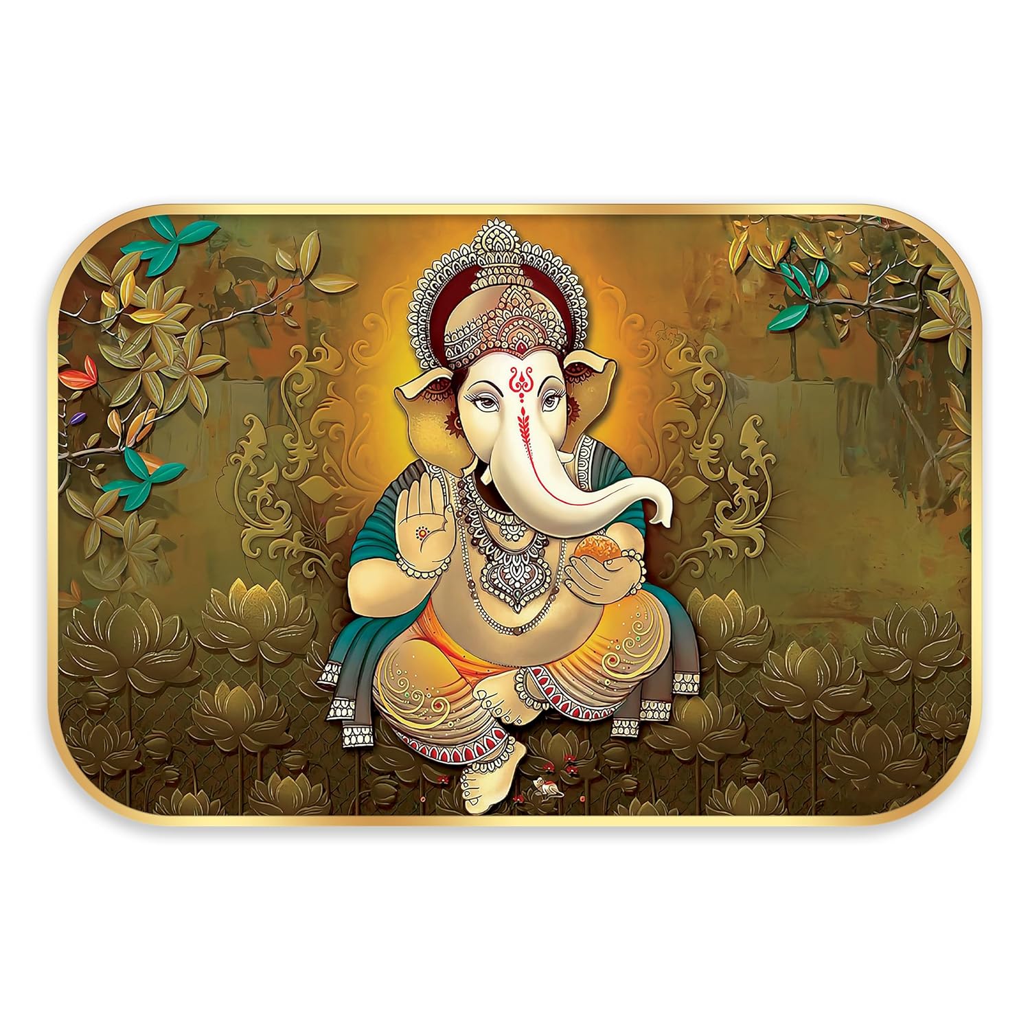 Indianara Lord Ganesha Painting With Frame 18 Inches X 12 Inches