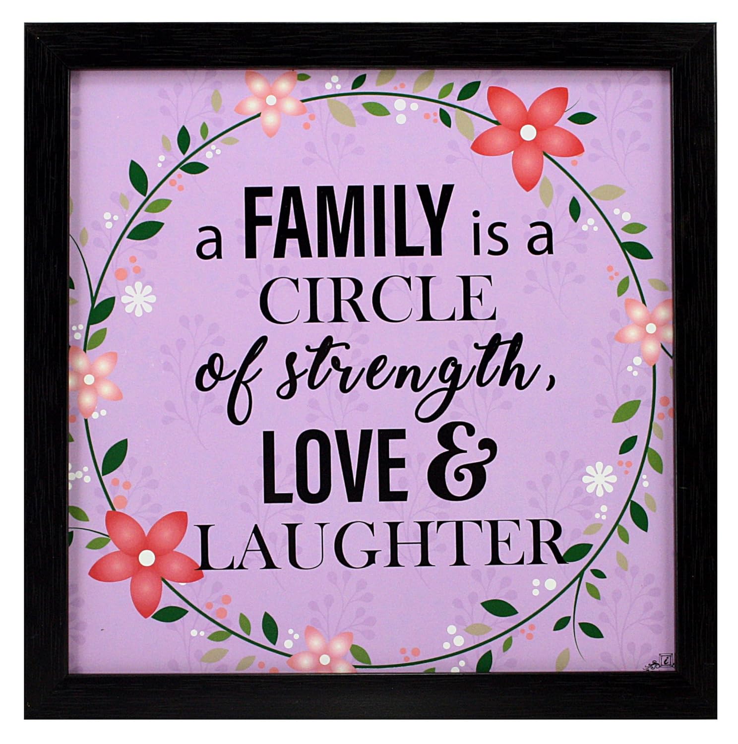 Indianara 4 Piece Set of Framed Wall Hanging Family Quote Decor(1189) Art Prints 8.7 inch X 8.7 inch Without Glass-Multicolour