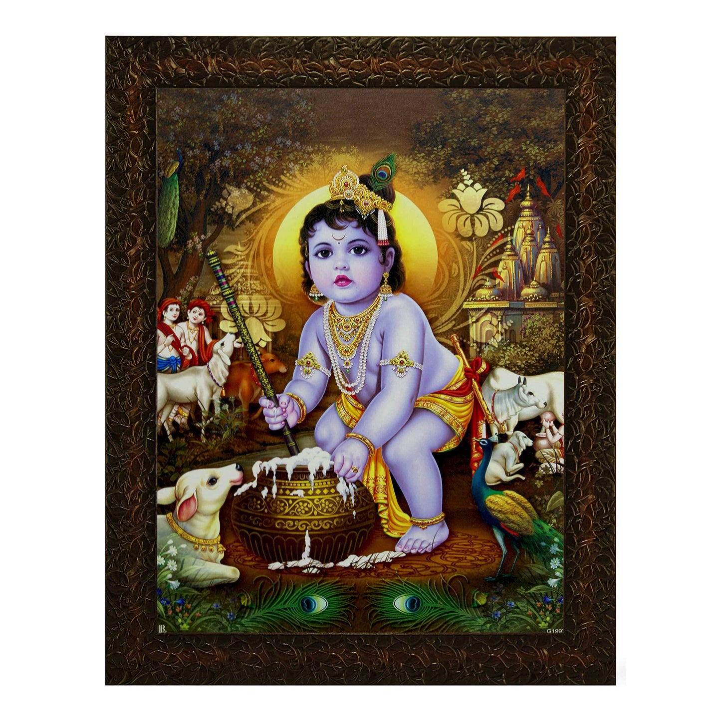 Indianara Religious Painting, Multicolour, Standard (Golden Brown 3)