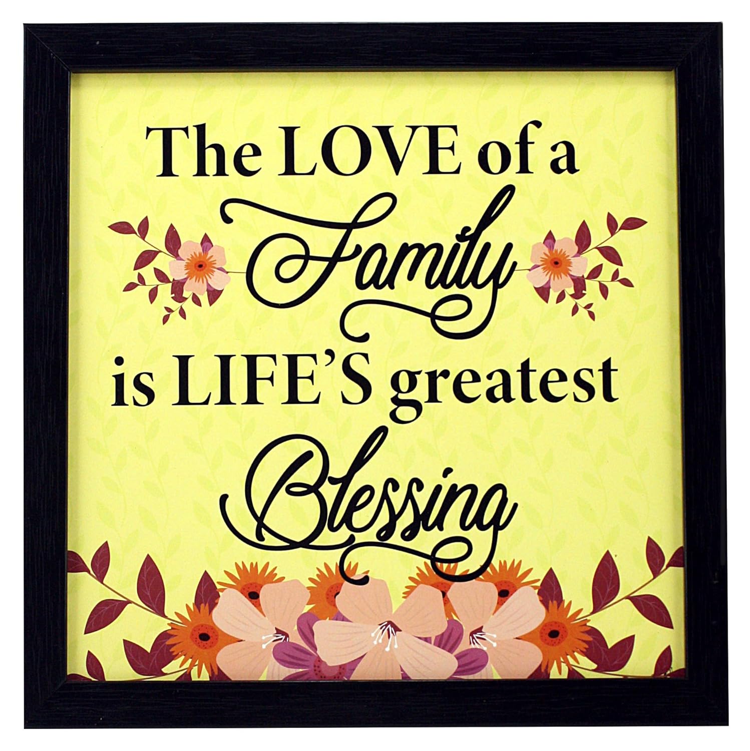 Indianara 4 Piece Set of Framed Wall Hanging Family Quote Decor(1189) Art Prints 8.7 inch X 8.7 inch Without Glass-Multicolour