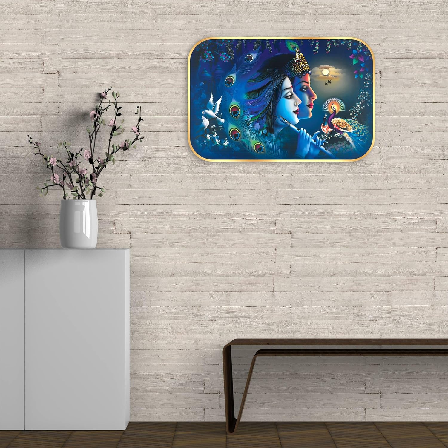 Indianara Radha Krishna Art Painting With Frame 18 Inches X 12 Inches